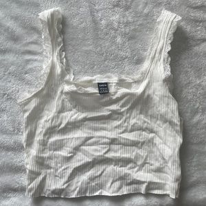 Lettuce Trim Rib-knit Tank Top